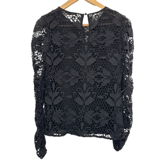 Stevie May Tops - Stevie May Long Sleeve Top‎ Lace Blouse Sheer Arm Crewneck Black Size S